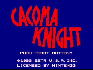 Cacoma Knight in Bizyland title screen for Super Nintendo